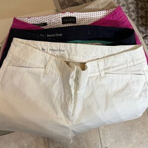 Talbots Crop Pants in White, Navy, and Pink, tan
